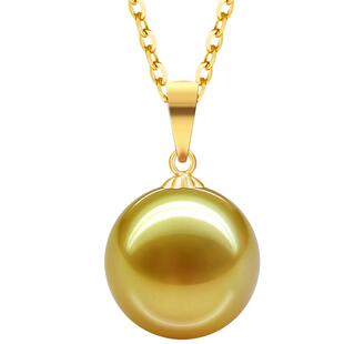 单颗珍珠吊坠镀18k单坠子配项链大颗南洋金母贝纯银配件空托扣头