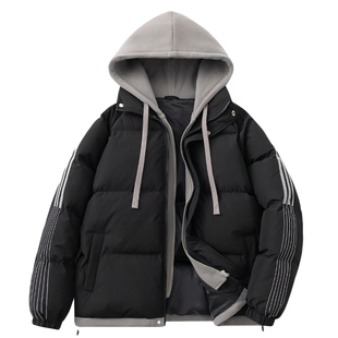 回力假两件棉服男冬季2024新款冬装棉袄加绒加厚男生晋江棉衣外套