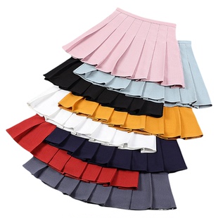 百褶裙垂坠感松紧高腰女春夏短裙纯色胖mm短款防走光大码半身裙