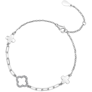 周六福S925四叶草纯银手链女2022年新款甜美设计感小众百搭女夏季