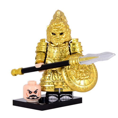 中国古代士兵人仔唐朝黄金玄甲铁骑金铁冲锋儿童积木拼装玩具男孩