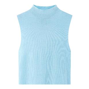 TKY SHOP无袖针织上衣夏季新款外穿洋气背心内搭女蓝色好看休闲