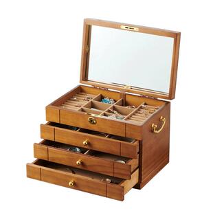 首饰盒收纳盒实木带锁多层大容量耳钉手镯中式复古饰品盒珠宝盒
