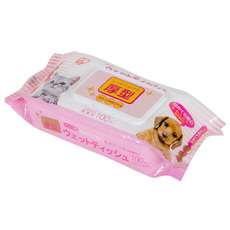 Pet салфетки 爱丽思加厚宠物湿巾猫咪狗狗耳眼抓擦脚屁股100片*5包清洁湿纸巾