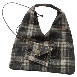 阿树家 GUM| 定制复古羊毛色织格纹手拎包+项链信封包(2件套包)