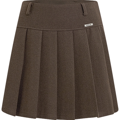 [博主同款]KBNE复古格纹半身裙女2025冬季新款咖色百褶裙a字短裙