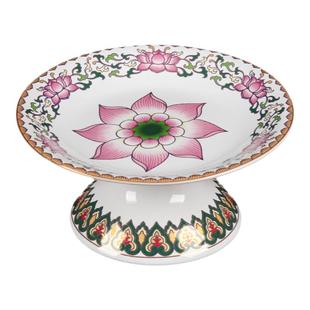 中成上供香炉堂前供花瓶家用室内供水果盘唐彩白供水杯插花瓶套装