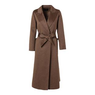 YINER音儿女装冬季长款系带双面纯羊绒大衣