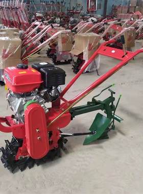 出口汽油链轨微耕机小红牛加宽犁地机松土趟地机播种施肥微耕机