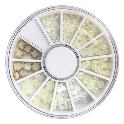 美甲DIY圆盘钻盘 美甲饰品 指甲贴钻 异性钻 包边钻（12格/盘）