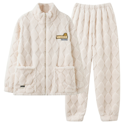 加绒加厚冬季珊瑚绒情侣睡衣