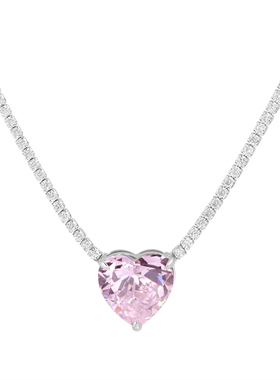 仿真925纯银高碳钻心形粉奢华