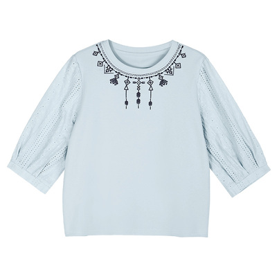 高端七分袖t恤女中袖民族风上衣