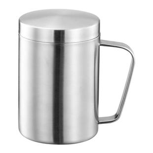 食品级304不锈钢马克杯儿童水杯茶缸家用带把手带盖杯随手杯加厚