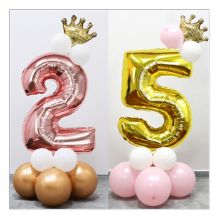 生日气球装饰年龄数字立柱摆件宝宝一周岁百天宴客厅布置拍照道具