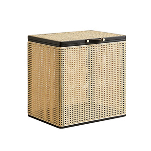 实木藤编收纳箱创意收纳凳储物凳北欧民宿侘寂风家具迷你储物箱子