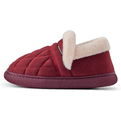 奥康灯芯绒棉拖鞋女包跟室内家用2025新款保暖加绒防滑带后跟棉鞋