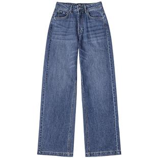 【张凌赫代言】Lee25秋冬新品428懒懒裤舒适高腰直脚中蓝女牛仔裤