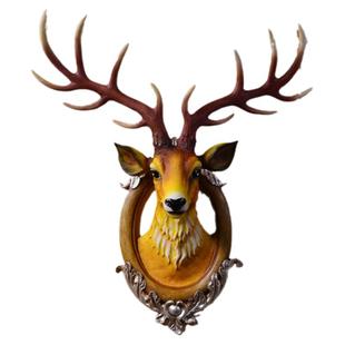 欧式招财鹿头壁挂装饰客厅电视墙玄关餐厅楼梯墙壁挂饰创意动物头