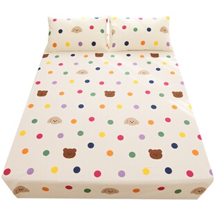 波点小熊新疆棉纯棉床单床笠单件全棉宿舍单人学生可配三四件套