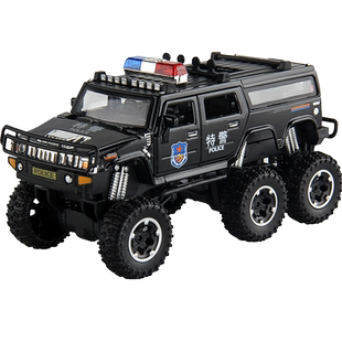 儿童合金警车玩具越野车男孩益智仿真六轮声光大悍马模型新年礼物