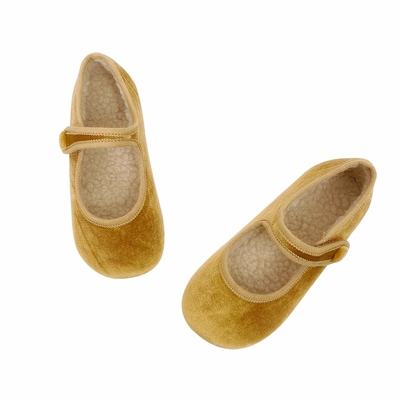 女童春韩版复古金丝绒单鞋奶奶鞋