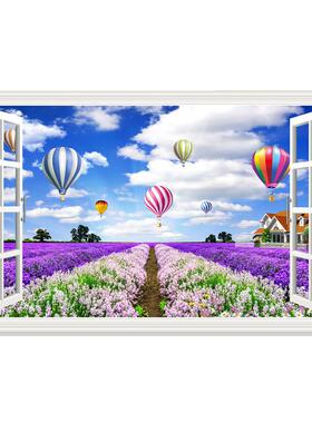 3D立体仿真窗户风景画墙贴自粘画