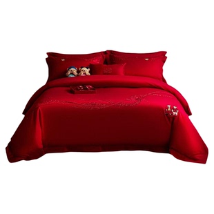 TW小熊新婚红色高端喜被床单2026新款喜庆婚礼结婚四件套陪嫁用品
