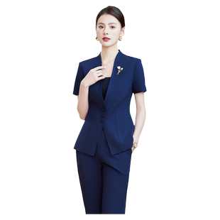 时尚职业夏套装美业西服工作服前台店长服美容师服装通勤商务西装