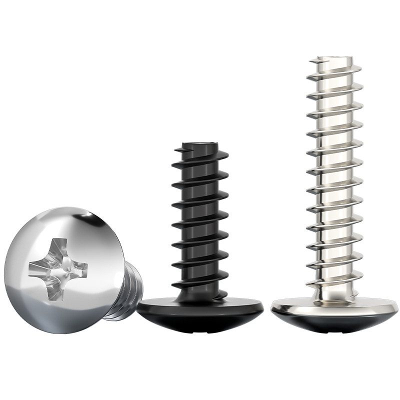 TB镀镍/黑/304不锈钢十字大扁头平尾自攻螺丝蘑菇头螺钉M3M3.5M4