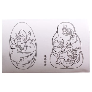 玉雕荷花贴纸莲花雕刻画稿设计图谱玉石雕刻