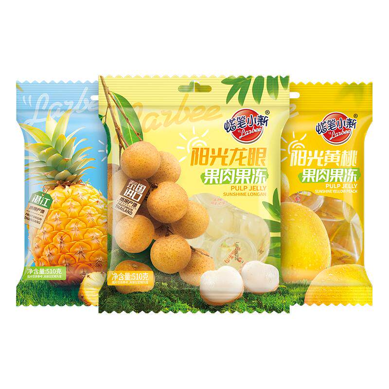 蜡笔小新510g龙眼果肉果冻蜜橘子菠萝桂圆水果果冻儿童零食大礼包