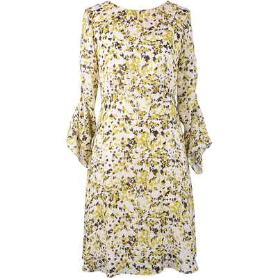 MYMO优雅印花收腰雪纺连衣裙女