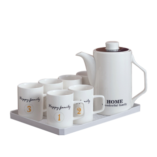 办公室待客水杯套装家用水壶耐高温凉水壶数字杯子客厅冷水壶陶瓷