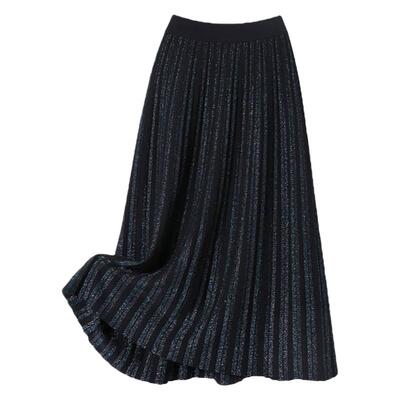 中长款百褶裙A字裙亮丝半身裙