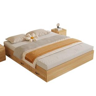 实木床无床头榻榻米床双人高箱床出租房用小户型无靠背储物单人床