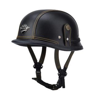 德式机车钢盔半盔男士巡航摩托车头盔复古半盔女电动车安全帽瓢盔