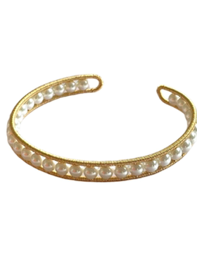 法式复古珍珠绕线磁铁扣小巧手环