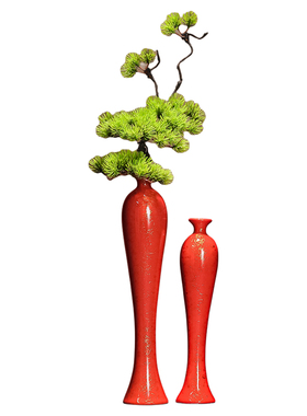 玄关进门迎客松插花瓶摆件乔迁