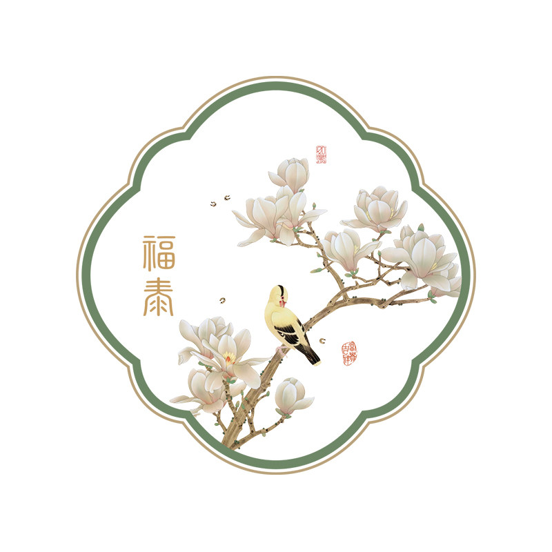 中式花鸟静电窗贴橱窗装饰