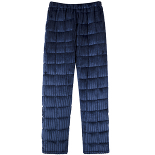 法兰绒三层加厚男冬季加绒保暖家居裤可外穿休闲裤珊瑚绒夹棉裤子