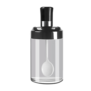 调味罐家用厨房用品勺盖一体玻璃调料盒盐罐味精酱油醋瓶组合套装