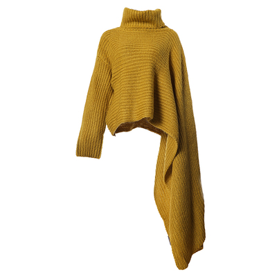 高领慵懒风宽松棉披肩针织毛衣