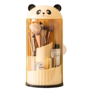 熊猫旋转化妆刷收纳筒梳妆盒卡通女生首饰盒可爱笔筒收纳盒防尘