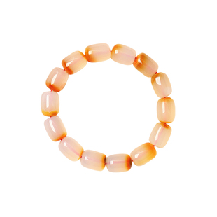 天然玛瑙俏色聚宝盆款桶珠款手链 男女款玛瑙冰透手串饰品礼物