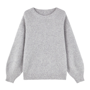 秋水伊人圆领经典套头毛针织衫2025年冬季新款女通勤宽松时尚上衣