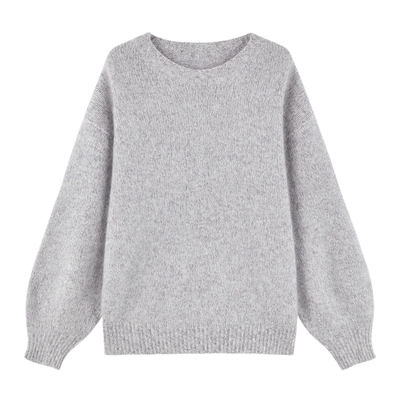 秋水伊人圆领经典套头毛针织衫2025年冬季新款女通勤宽松时尚上衣