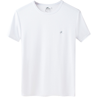 浪莎圆领短袖t恤男士莫代尔棉夏季白色针织冰丝宽松大码爸爸体恤