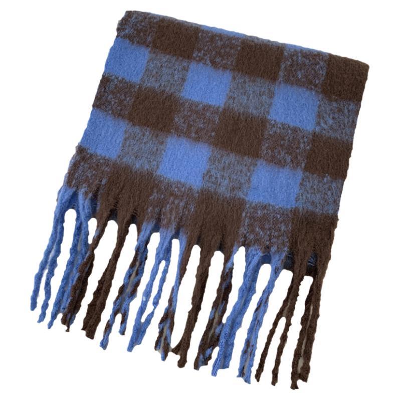 虞书欣同款韩系马海毛格子大围巾保暖加厚韩版百搭披肩学生围脖男