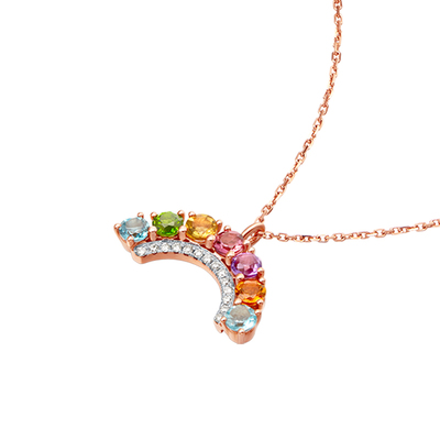 enzo18K金多彩宝石钻石项链